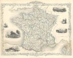 France, Tallis/Rapkin map, 1853