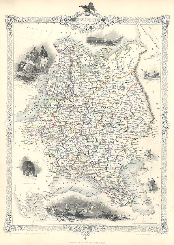 Russia in Europe, Tallis/Rapkin map, 1853