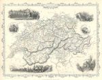 Switzerland, Tallis/Rapkin map, 1853