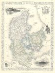 Denmark, Tallis/Rapkin map, 1853