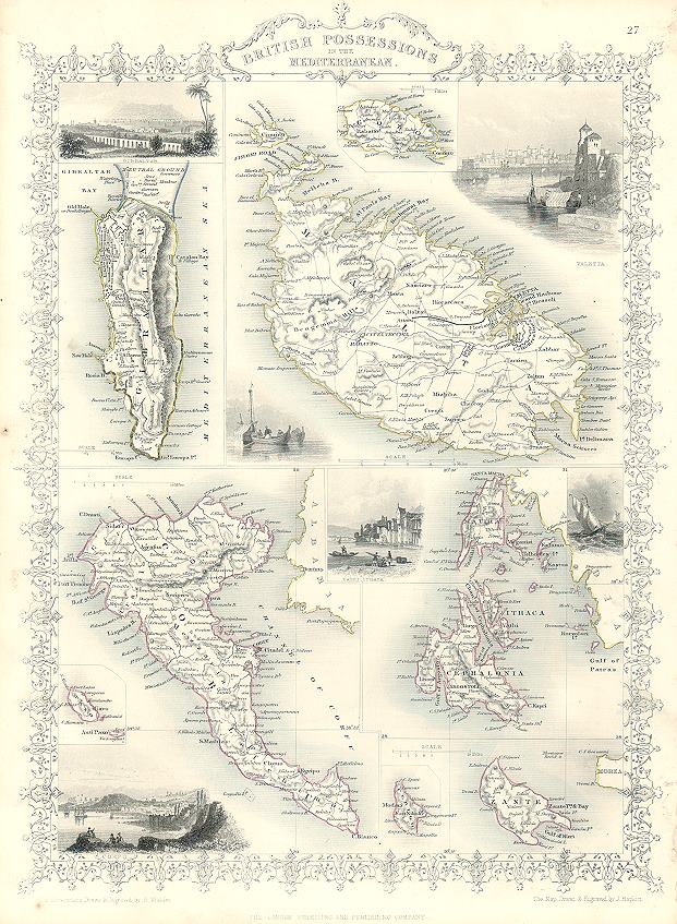 British Possessions in the Mediterranean, Tallis/Rapkin map, 1853