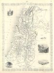 Ancient Palestine, Tallis/Rapkin map, 1853