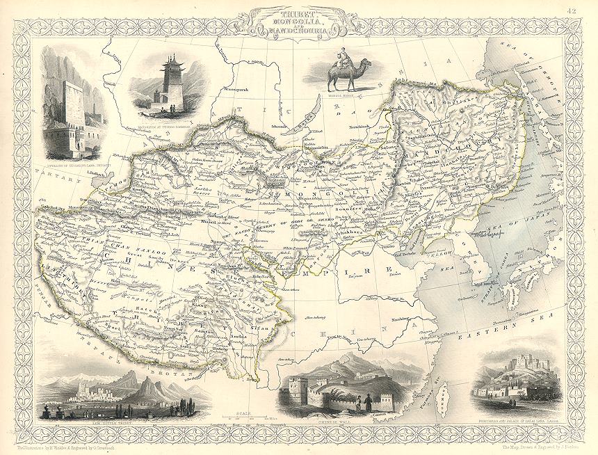 Tibet, Mongolia and Manchuria, Tallis/Rapkin map, 1853