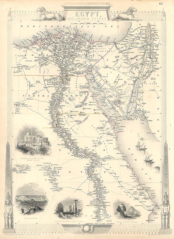Egypt, Tallis/Rapkin map, 1853