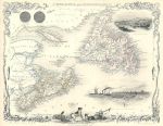 Canada, Nova Scotia and Newfoundland, Tallis/Rapkin map, 1853