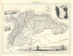 Venezuela, New Grenada, Equador and Guayanas, Tallis/Rapkin map, 1853