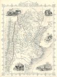 Chile and La Plata (Argentina), Tallis/Rapkin map, 1853