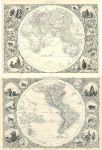 The World in hemispheres (2 maps), Tallis/Rapkin map, 1853