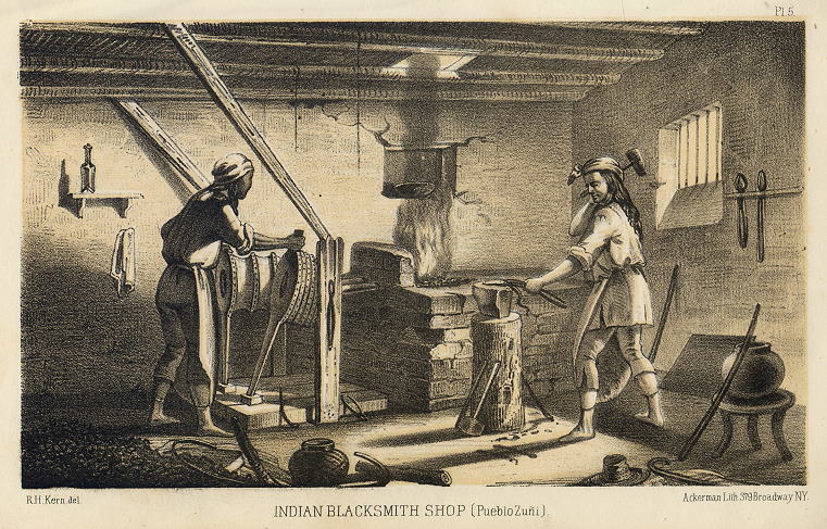 USA, Indian Blacksmith Shop (Pueblo Zuni), 1853