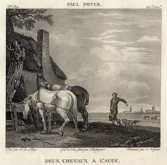 Deux Chevaux a L'Auge, after Paul Potter, 1814