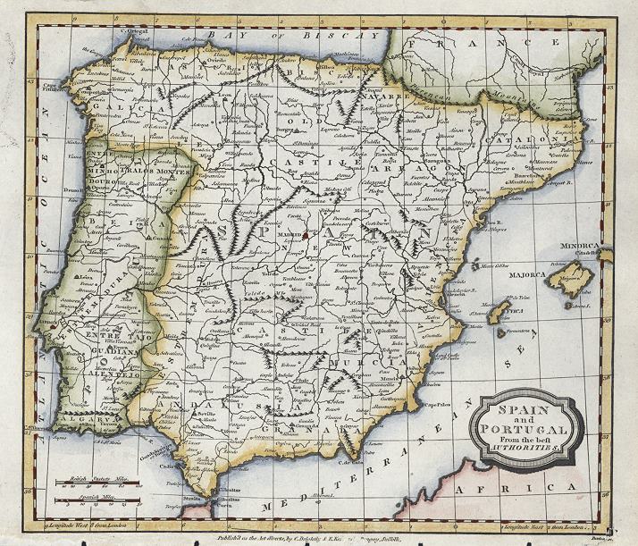 Spain & Portugal map, 1807