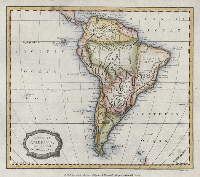 South America map, 1807