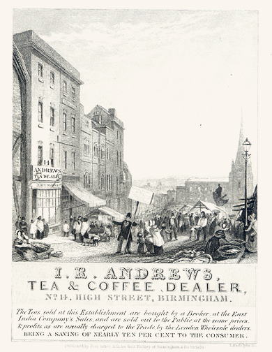 Birmingham, I.R.Andrews, Tea & Coffee Dealer, Trade Card, 1836
