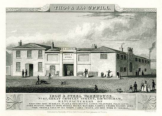 Birmingham, Thomas & James Upfill, Iron & Steel Warehouse, Trade Card, 1836