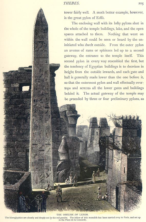Egypt, Obelisk of Luxor, 1880
