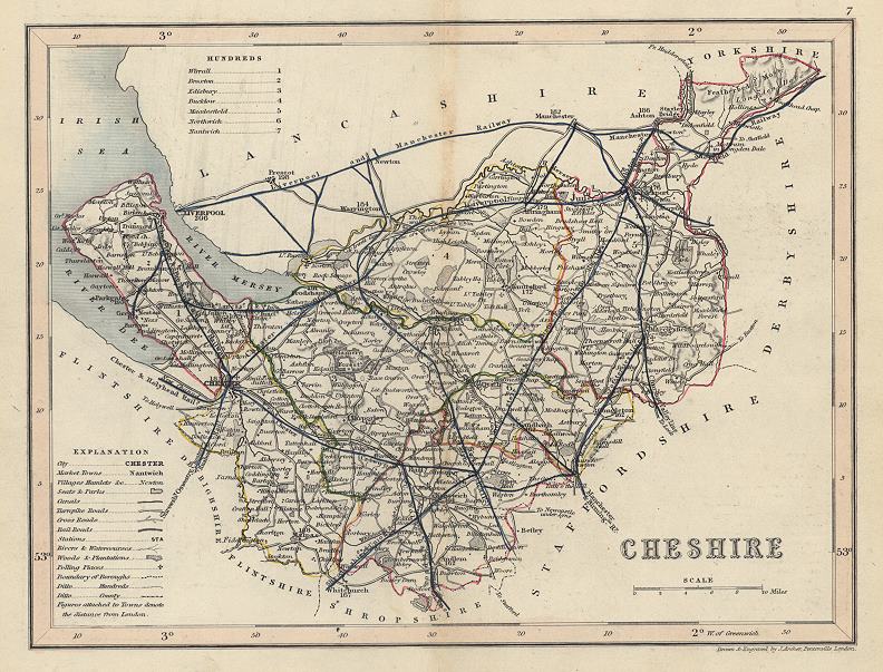Cheshire map, 1848