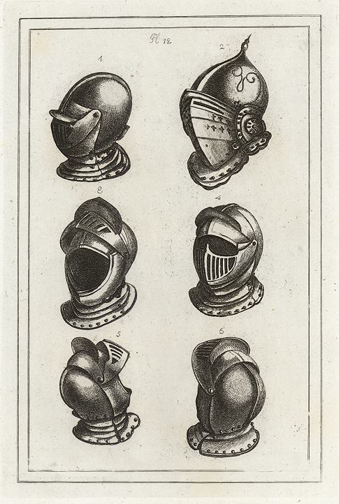 Flemish helmets from the Armoury at Breda, Military Antiquities, 1801