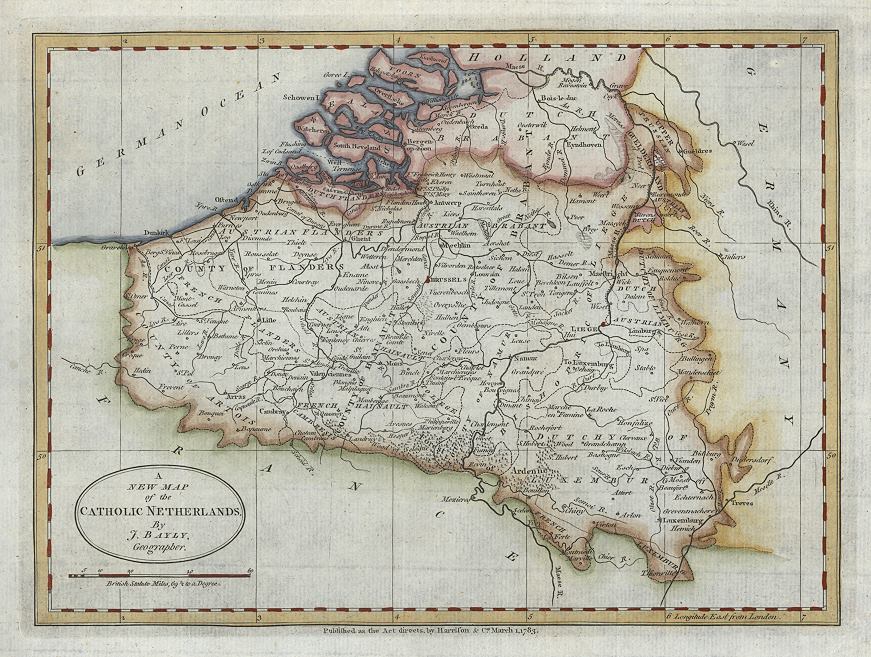Belgium (Catholic Netherlands) map, 1793