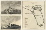Dorset, Corfe Castle, 2 views and plan, 1786