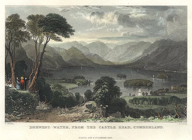 Lake District, Derwent Water from Castle Head, 1832