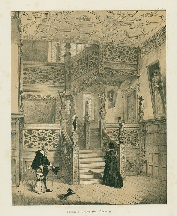 Cheshire, Crewe Hall, the Staircase, 1849 / 1872