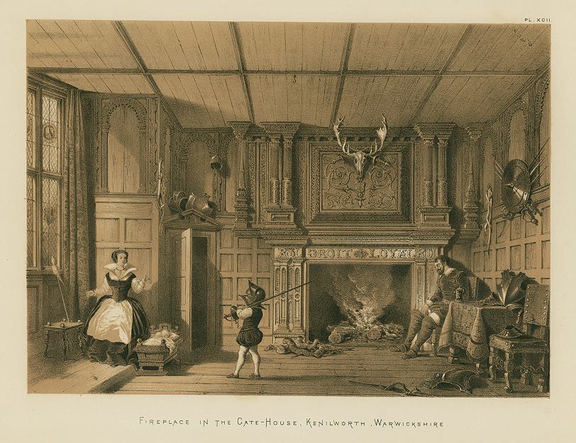 Warwickshire, Kenilworth, Fireplace in the Gatehouse, 1849 / 1872