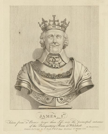James I, from a Bronze bust in Whitehall, 1801