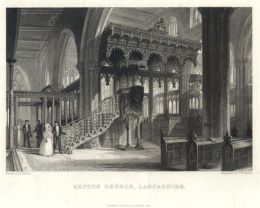 Lancashire, Sefton Church interior, 1836