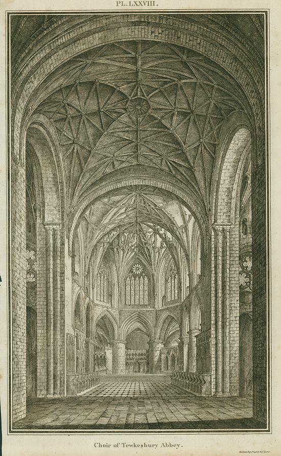 Gloucestershire, Tewkesbury Abbey, the Choir, 1803