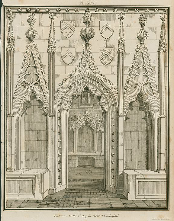 Gloucestershire, Bristol Cathedral, entrance to the Vestry, 1803