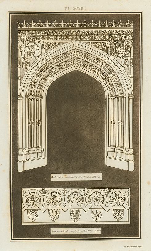 Gloucestershire, Bristol Cathedral, western entrance to choir, 1803