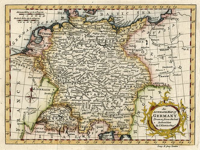 Germany map, Thomas Kitchin, 1770