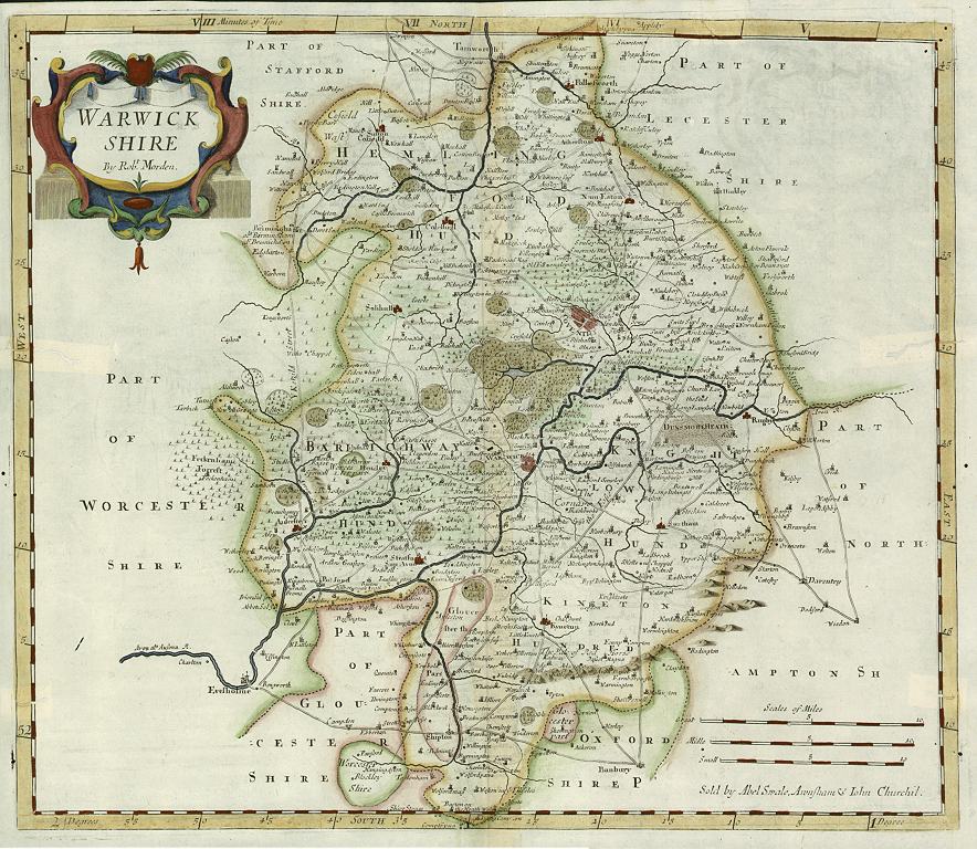 Warwickshire map, Morden, c1695
