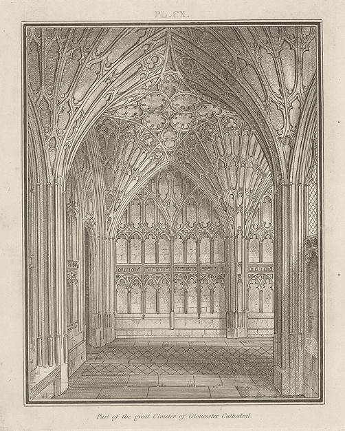 Gloucester Cathedral, part of the Great Cloister, 1803