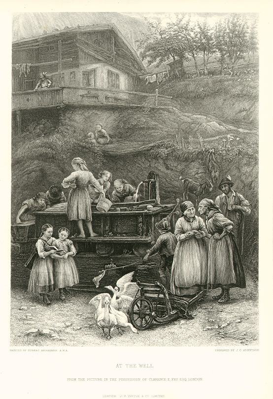 At The Well, engraving after Hubert Herkomer, 1881