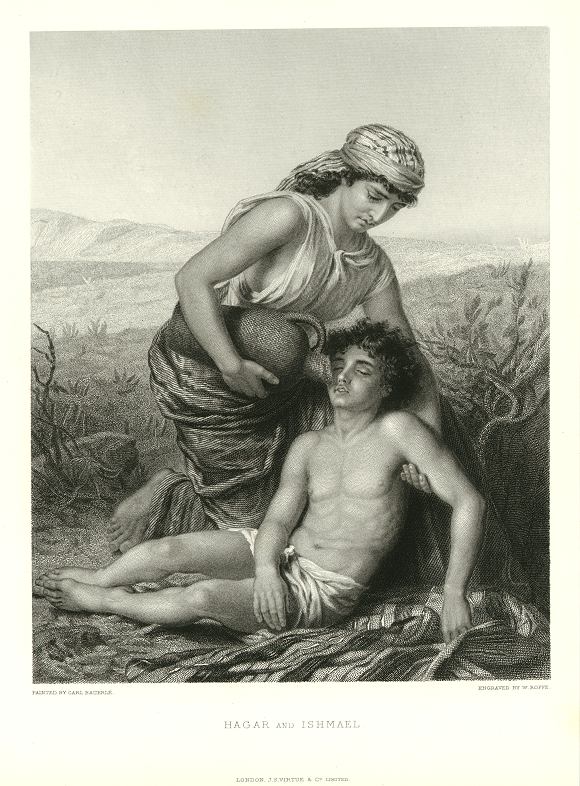 Hagar and Ishmael, engraving after Carl Bauerle, 1881