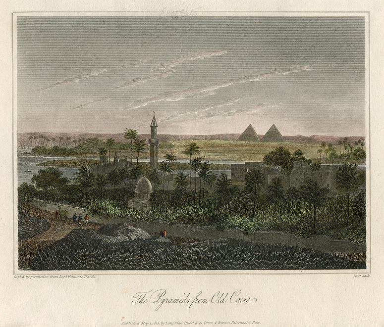 Egypt, Pyramids from Old Cairo, 1813