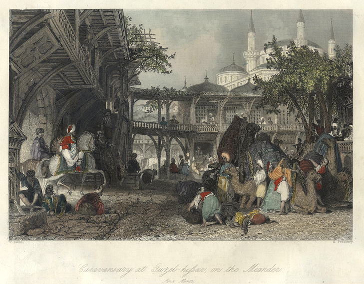 Turkey, Caravanserai at Gurzel-hissar, on the Meander, 1838