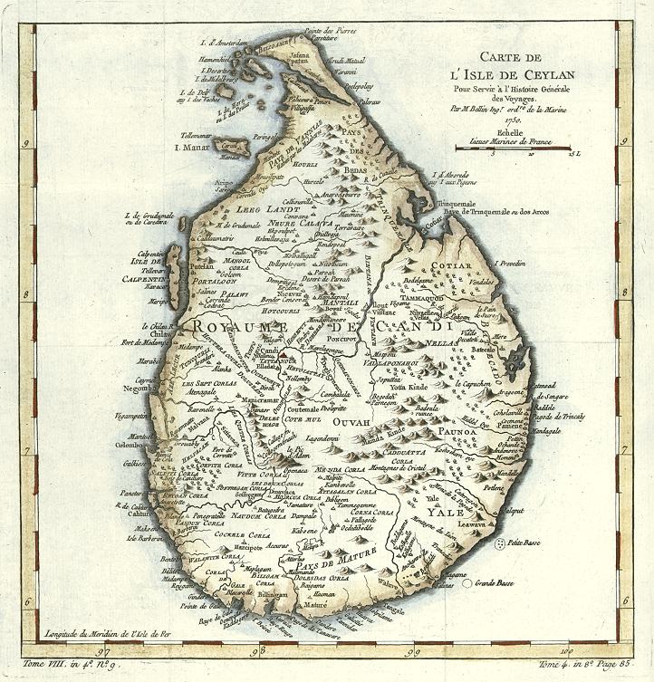 Sri Lanka (Ceylon) map, 1750
