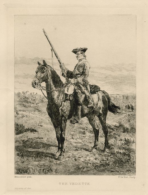 The Vedette, etching after picture by Meissonier, 1888