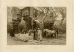 Egypt, Cairo Horse Market, etching after a panting by Bridgman, 1888