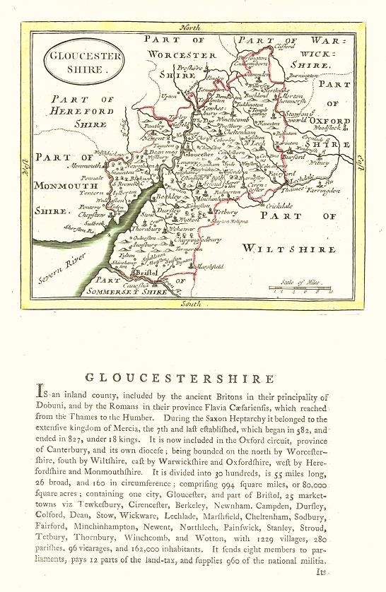 Gloucestershire county map, 1786