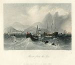 Macau from the sea, 1858