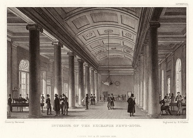 Lancashire, Liverpool, Exchange Newsroom interior, 1836
