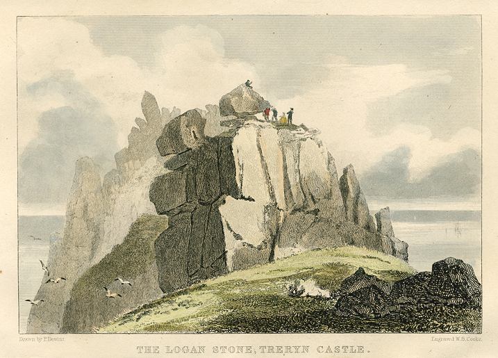Cornwall, Logan Stone, Treryn Castle, 1849
