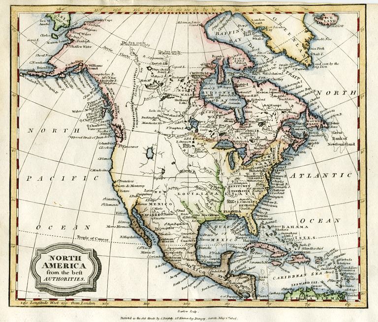 North America map, 1807