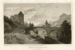 Switzerland, St.Maurice, Bridge over the Rhone, 1820