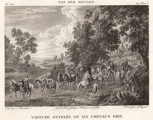 Voitre Attelee de Six Chevaux Gris, after van der Meulen, 1814