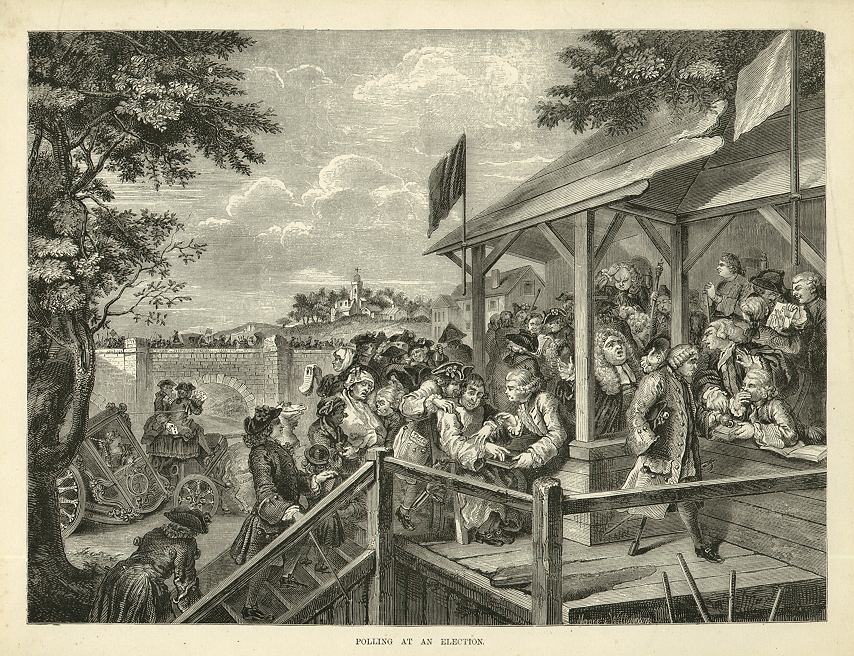Polling at an Election, after Hogarth, 1880