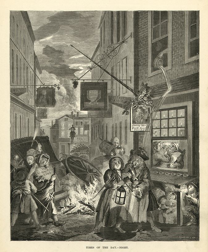 Times of the Day - Night, after Hogarth, 1880